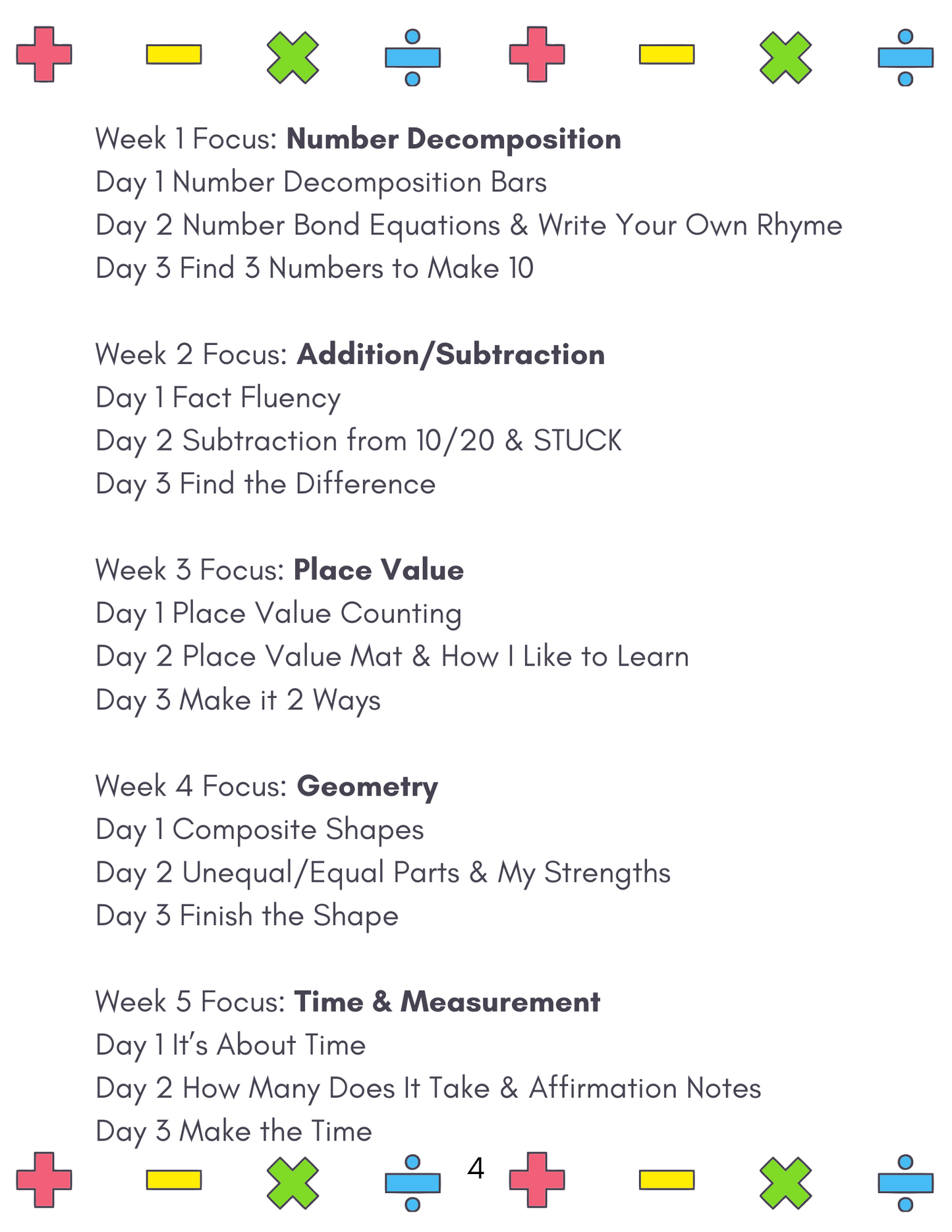 Physical Product: Math Foundations Kit